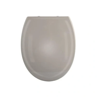 Afbeelding van spirella Toiletdeksel ovaal wc deksel met quick release functie en softclose mechanisme, antibacteriële bril van thermoplast roestvrij staal afneembaar taupe