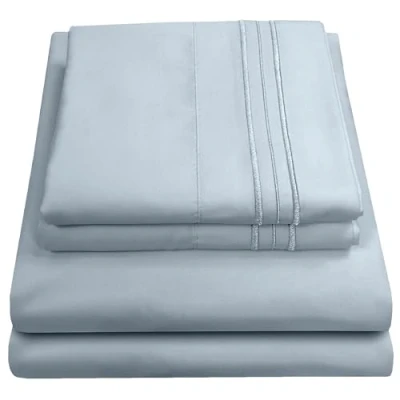 Afbeelding van Sweet Home Collection Luxe beddengoedset met plat hoeslaken, 2 kussenslopen, microvezel, misty blue, queensize