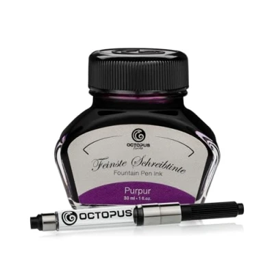 Afbeelding van Octopus Fluids Purpur schrijfink tinclusief converter, vulpeninkt in inktglas, kalligrafie inkt, violett 30ml inktpot