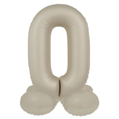Afbeelding van Folat Staande folieballon Cijfer 0 Creamy Latte 72 cm