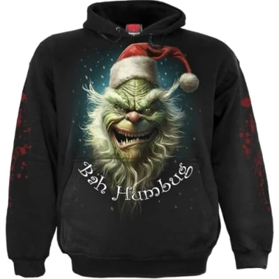 Afbeelding van Spiral Bah Humbug Trui met capuchon zwart 4XL 100% katoen Horror, Kerstmis, Rock wear