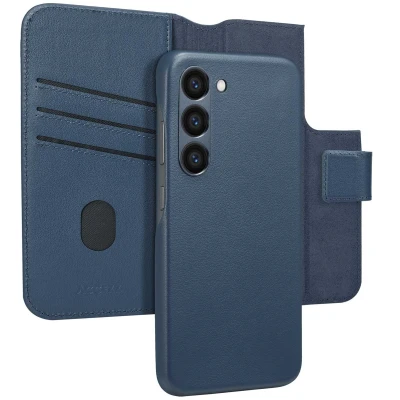 Afbeelding van Samsung Galaxy S23 MagSafe Hoesje Echt leder Accezz 2 in 1 Case/Bookcase Donkerblauw Telefoonhoesje