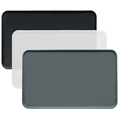 Afbeelding van KaraLuna Basic placemat voor voerbak, van siliconen (60 x 40 cm, grijs), antislip onderlegger hondenbak of kattenbak, voermat de voerbak hond, kat, volautomatische