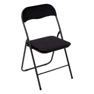 Afbeelding van 5Five Klapstoel met fluweel zitting zwart 44 x 48 79 cm metaal Klapstoelen