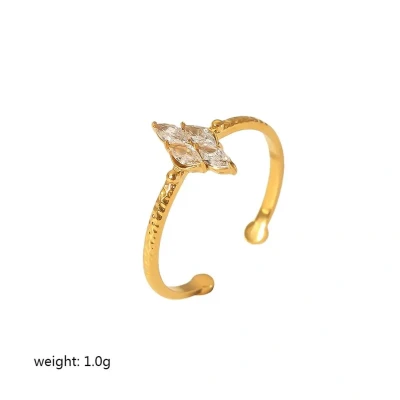 Afbeelding van Ring Vierkante Ruit OneSize Goud RVS Ringen Set