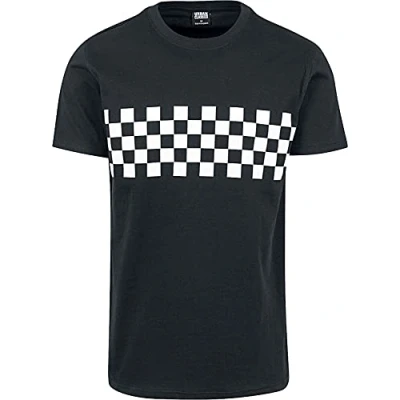 Afbeelding van Urban Classics CHECK PANEL TEE PLUS SIZE Tshirt print, Heren, Maat: 5XL, Black/white