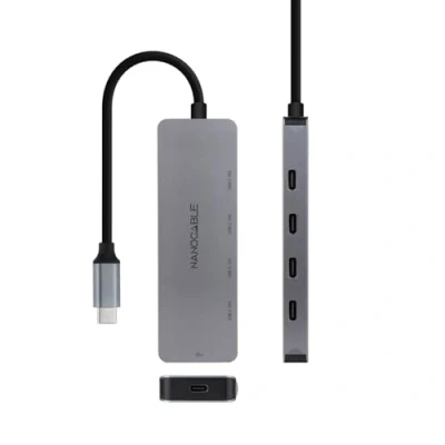 Afbeelding van Nanocable 10.16.4505 interface hub USB 3.2 Gen 1 (3.1 1) Type C 5000 Mbit/s Grijs