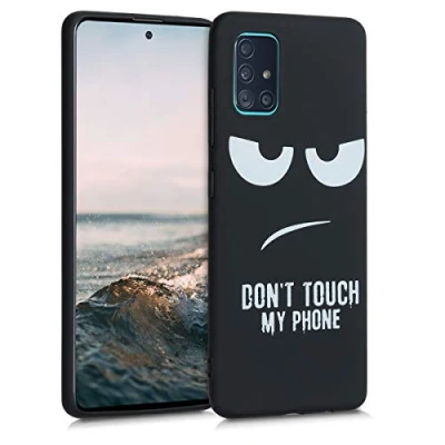 Afbeelding van kwmobile telefoonhoesje compatibel met Samsung Galaxy A51 Hoesje voor smartphone in wit/zwart Don&#039;t Touch My Phone
