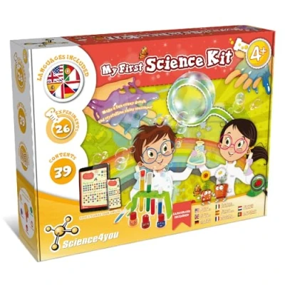 Afbeelding van Mijn Eerste Wetenschapskit voor kinderen +4 jaar verkenningskit met 26 wetenschappelijke experimenten, zeepbellen maken en kleuren leren, educatieve spellen van 4