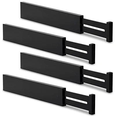 Afbeelding van Utoplike 4 stuks Bamboe Verstelbare Lade Divider 42.2 55.2 cm, Organizer Spring Loaded Verdelers voor Keuken Slaapkamer Nursery Office