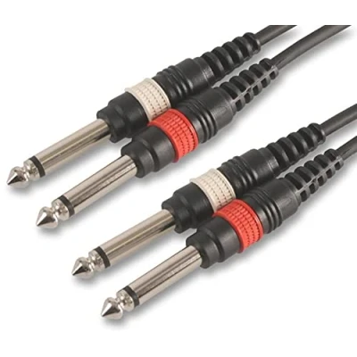 Afbeelding van Pulse PLS00131 6,35 mm (1/4 inch) Mono Jack 2x Plug to Lead, 6m, Zwart