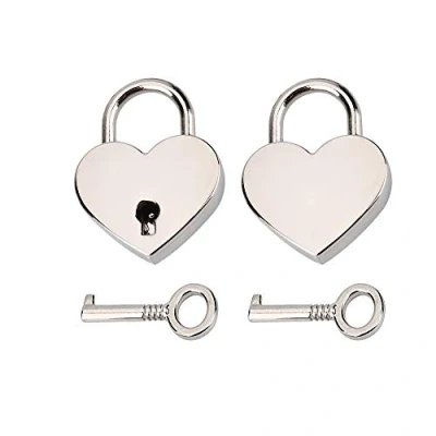 Afbeelding van RMENOOR 2 sets hartvormig slot mini hartvorm hangslot sleutel hart hangsloten metalen met voor juwelendoos opbergdoos dagboek bagage handtas geschenken