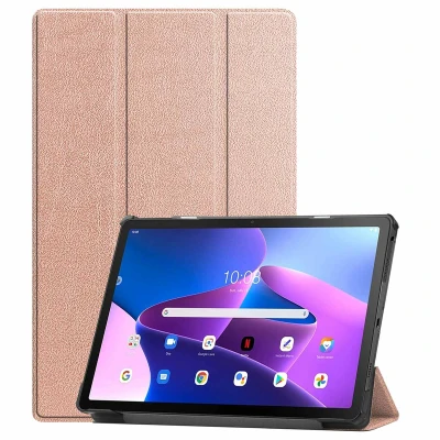 Afbeelding van Lenovo Tab M10 Plus (3rd gen) Hoes: iMoshion Trifold Bookcase Rosé Goud Kunstleder Tablet Hoezen