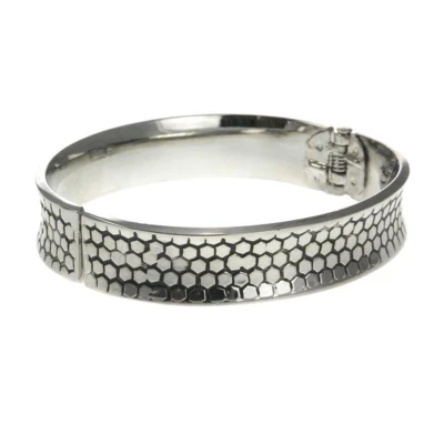 Afbeelding van Behave Armband bangle dames zilver kleur met patroon scharniersluiting 17.5 cm