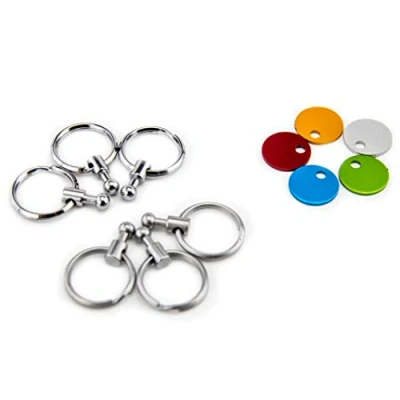 Afbeelding van TROIKA Patent KYR60/MC Sleutelhanger incl. karabijnhaak 6 verwisselbare ringen metaal/messing mat verchroomd zilver origineel, Meerkleurig, 1 cm,