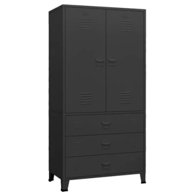 Afbeelding van Kledingkast Industrieel 90X50X180 Cm Metaal Antracietkleurig 1 / Zwart