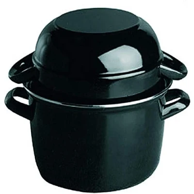 Afbeelding van APS mosselpan, mosselpan voor 1,5 kg, zeevruchtenpan, van zwart geëmailleerd staal, inhoud: 3,3 liter, deksel: 1,6 22,5 x 26,5 cm, hoogte 18 cm