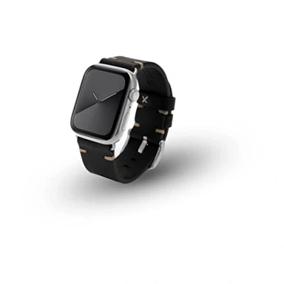 Afbeelding van JT Berlin Watchband Alex II Vintage Horlogeband 42 mm, 44 45 46 mm M Zwart, Zilver Watch Series 1, 2, 3, 4,