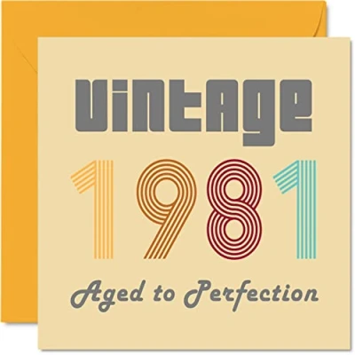 Afbeelding van 42e verjaardagskaarten voor mannen vrouwen Vintage 1981 Aged To Perfection 42 verjaardagskaart grappig haar hem, 145 mm x beste vriend mama papa broer zus oom tante
