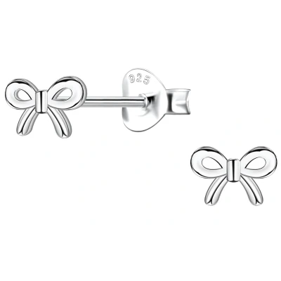 Afbeelding van JoyS Zilveren strikje oorbellen 6 x 4.6 mm gepolijst sterling zilver 925 strik oorknopjes
