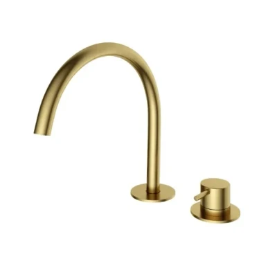 Afbeelding van HotBath Cobber Wastafelmengkraan 2 gats Geborsteld Messing PVD CB023BBP
