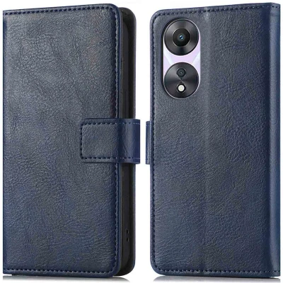 Afbeelding van Oppo A78 Hoesje Kunstleder iMoshion Bookcase Donkerblauw Telefoonhoesje
