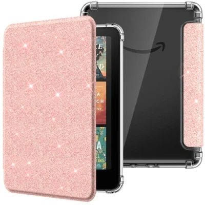 Afbeelding van MoKo Case for All new 7&quot;Kindle Paperwhite 12th Gen 2024&amp;Kindle Colorsoft Signature Edition 2024,Ultra Clear Soft Flexible Transparent TPU Back Cover Light Shell with Auto Wake/Sleep,Glitter Pink