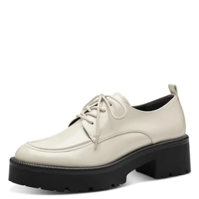 Afbeelding van Tamaris lak dames veterschoenen wit/ivoor Maat: 38