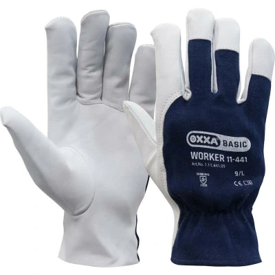 Afbeelding van Oxxa Werkhandschoen Worker 11 441 Nappa Leer Tropic Cat.2 GRIJS/BLAUW MT 9