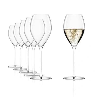 Afbeelding van Stölzle Lausitz champagneglas Fino, elegante lichte champagneglazen, 6 delige set, hoogwaardige champagneglazen van kristalglas, aperitiefglazen, prosecco glazen,