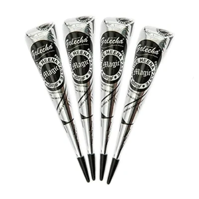 Afbeelding van 4 x FADEDA Golecha Magic Fast HEENA CONE pasta kegel (zwart) geen mix, PPD, 125 g Deezee by