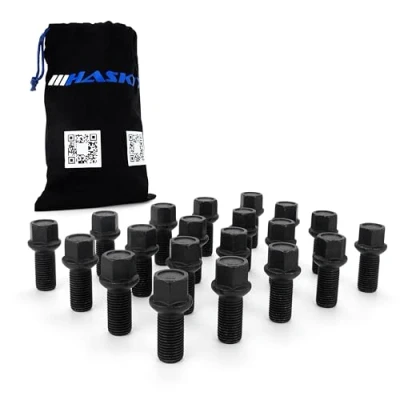 Afbeelding van 20 x wielbouten M14 1,5 27 mm kogelband R13 zwart compatibel met Audi VW Seat &amp; Skoda incl. zak