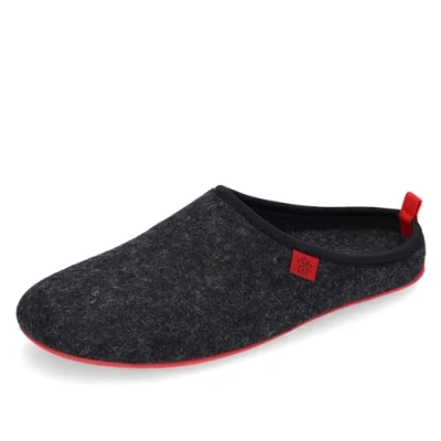 Afbeelding van Andrés Machado Sloffen Jongens/Meisjes DYNAMIC unisex pantoffels wol en vilt/uitneembare binnenzool Zwart/rood, EU 44