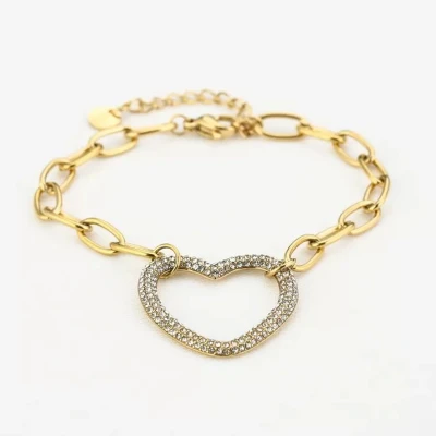 Afbeelding van Bijoutheek Armband (sieraad) Schakel Hart Zirkonia Zilver