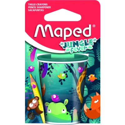 Afbeelding van Maped JUNGLE FEVER puntenslijper voor 2 stiftmaten met opvangdoos recyclebare kartonnen verpakking