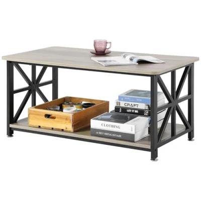 Afbeelding van VEVOR salontafel, cocktailtafel, salontafel met open opbergvak, rechthoekig