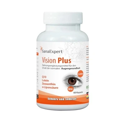 Afbeelding van SanaExpert vision Plus for optic nerve, and eye health, with marigold extract, lutein, zeaxanthin, coenzyme Q10, vitamins A E, 60 capsules (1)