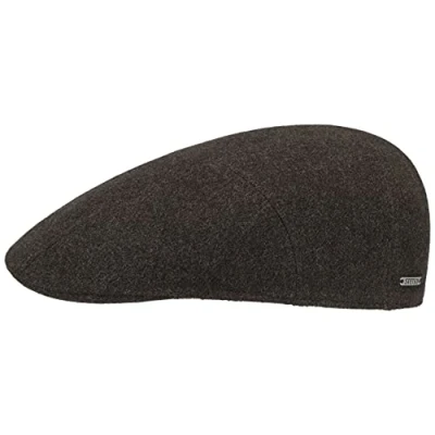Afbeelding van Stetson Reid Wool Pet met Kasjmier Heren Made in the EU wollen cap flat hat klep voering voor Herfst/Winter XXL (62 63 cm) bruin