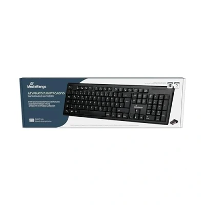Afbeelding van MediaRange draadloos toetsenbord met 105 toetsen, QWERTY (GR) lay out, PC set draadloze USB 2.0 nano ontvanger, 10 m zenderbereik, spatwaterdicht &amp; in hoogte verstelbaar,