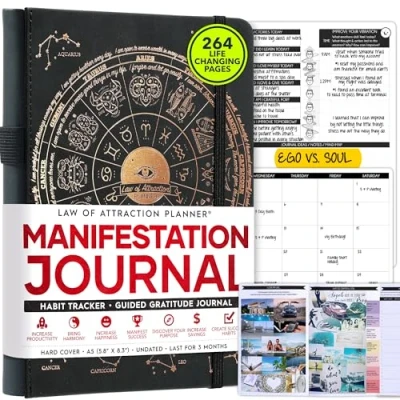 Afbeelding van Dagelijks zelfzorg en manifestatiedagboek een 5 minuten dagboek, 90 dagen reisplanner, je droomleven creëren, visiebord, begeleidend dagboek persoonlijk dankbaarheidsdagboek, dagplanner