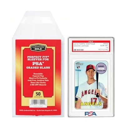 Afbeelding van Cardboard Gold Perfect Fit Sleeves for PSA Graded Cards/Slabs 50 count pack new model with logo