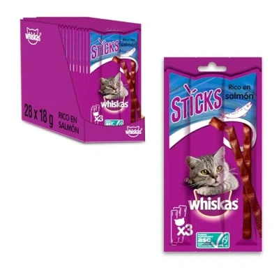 Afbeelding van Whiskas Sticks Kattensnack Zalm 14 x 6 Stuks