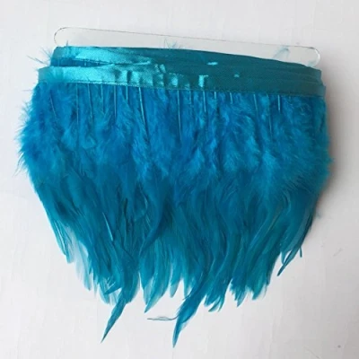 Afbeelding van Sowder Veerfranje met gekleurde hanenveren, voor kostuum, decoratie, kleding, verpakking van 4,57 m, turquoise