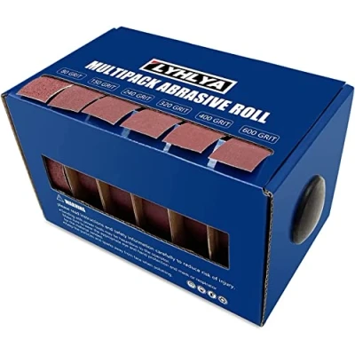Afbeelding van Schuurpapierrol assortiment, 2,5 cm x 8 m, schuurpapier, 6 korrelgroottes, schuurpapier met dispenser, schuurlinnen voor hout, meubels, afwerking, automotive polijsten, 80/150/240/320/400/600