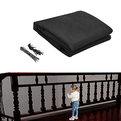 Afbeelding van 3 meter veiligheidsnet voor trapleuningen, veiligheidsnet, trapleuning, omheining net, kinderen, trap, babybalkonnet (zwart)