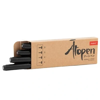 Afbeelding van Dingbats Atopen Fineliner 4pc Set 01 03 05 08 Black