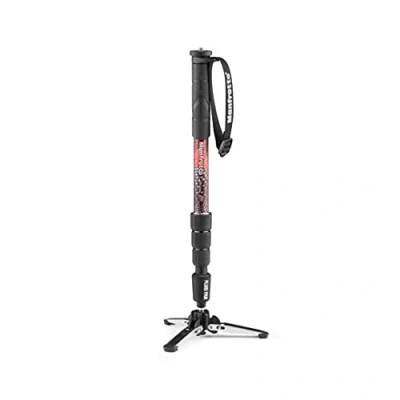 Afbeelding van Manfrotto Element MII, dunne en lichte aluminium vloeistofvideomonopod, belastbaar tot 16 kg, opvouwbare vloeistofbasis, 4 secties, draaislot, voor compacte spiegelreflexcamera&#039;s