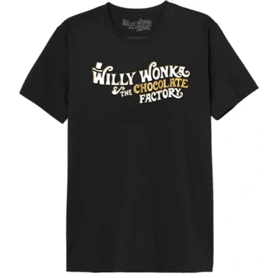 Afbeelding van cotton division Willy Wonka &quot;Logo Wonka&quot; MEWONKATS002 T shirt voor heren, Zwart, maat S, S
