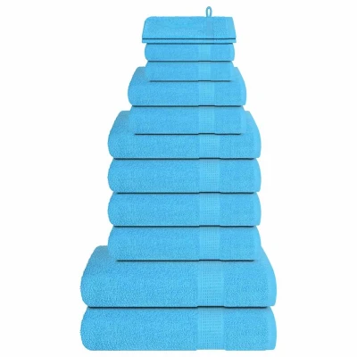 Afbeelding van VidaXL 12 delige handdoekenset 360 g/m² 100% katoen turquoise