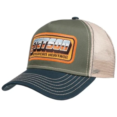 Afbeelding van Stetson American Heritage Patch Trucker Pet Heren mesh cap baseballpet snapback met klep voor Zomer/Winter One Size olijfgroen